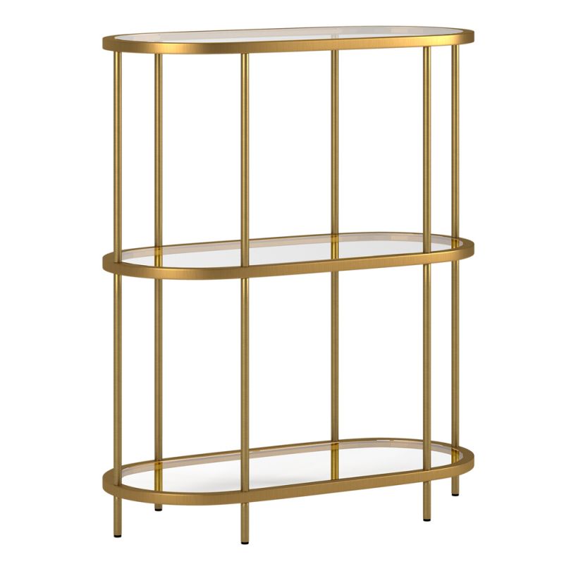 Hudson & Canal - Leif 30'' Wide Oval Bookcase in Brass - BK1057