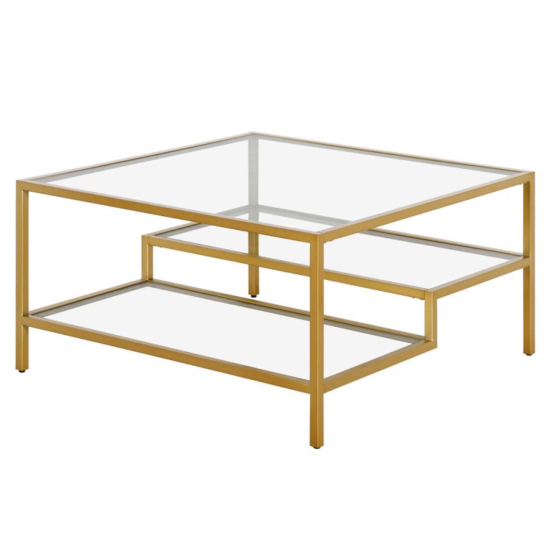 Hudson & Canal - Lovett 32'' Wide Square Coffee Table in Brass - CT1043
