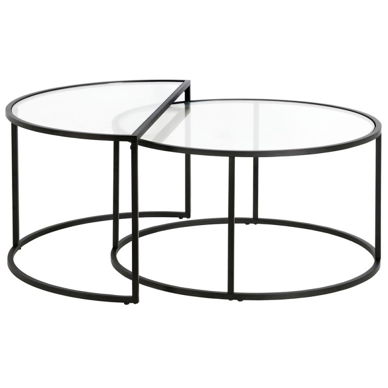 Hudson & Canal - Luna Round & Demilune Nested Coffee Table in Blackened Bronze - CT0752