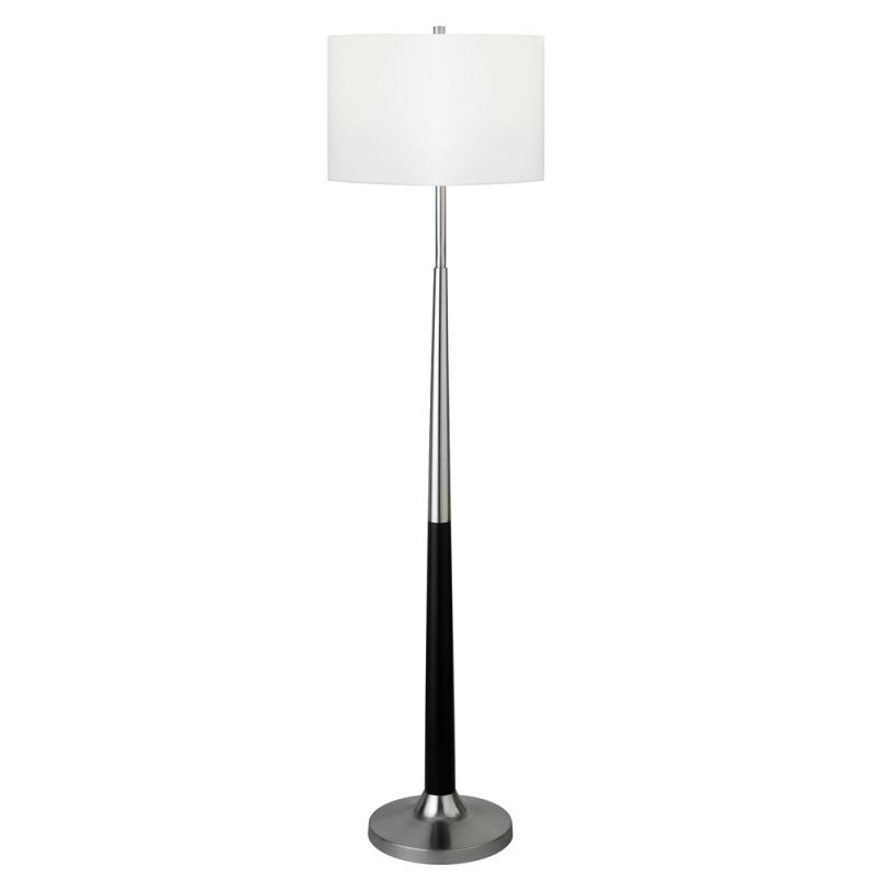 Hudson & Canal - Lyon Two-Tone Floor Lamp with Fabric Shade in Brushed Nickel/Matte Black/White - FL1258