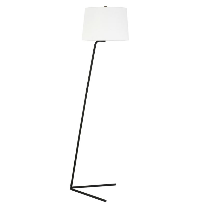 Hudson & Canal - Markos Tilted Floor Lamp with Fabric Shade in Blackened Bronze/White - FL0350