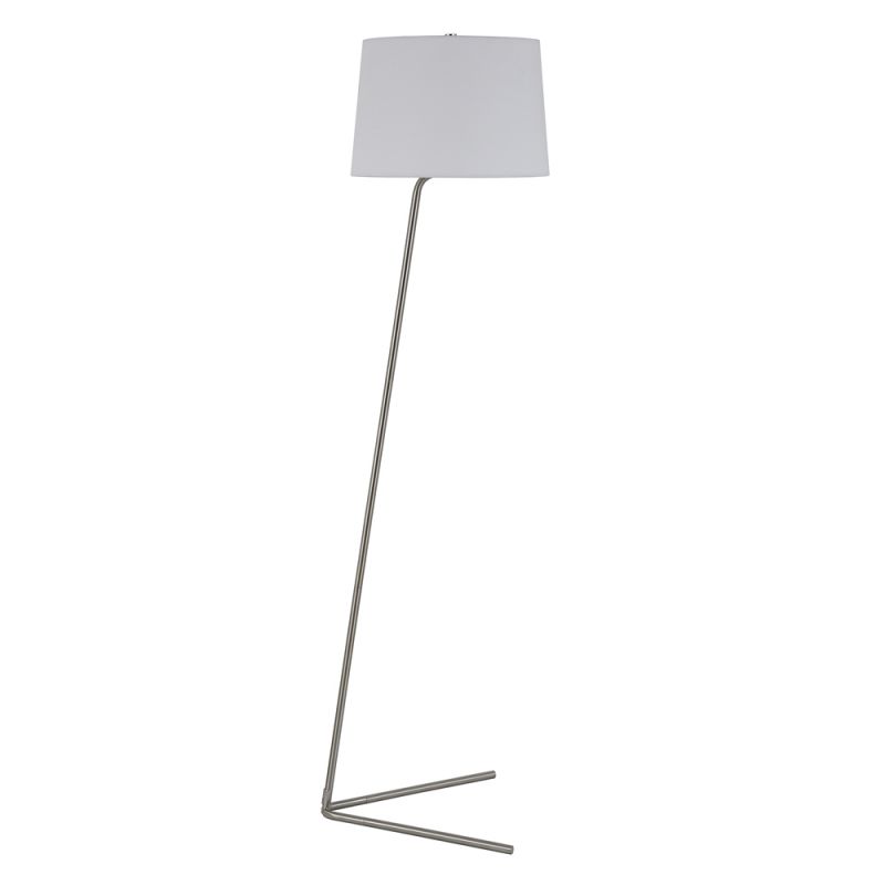 Hudson & Canal - Markos Tilted Floor Lamp with Fabric Shade in Brushed Nickel/White - FL0125
