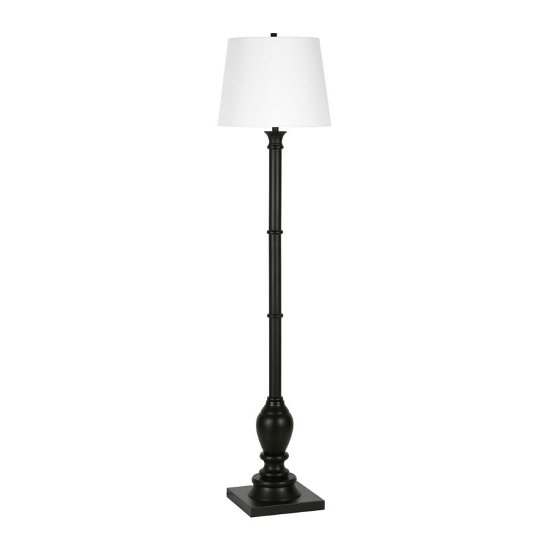 Hudson & Canal - Minnie Farmhouse Floor Lamp with Fabric Shade in Blackened Bronze/White - FL0367