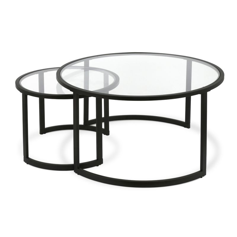 Hudson & Canal - Mitera Round Nested Coffee Table in Blackened Bronze - CT0091