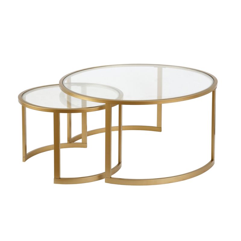 Hudson & Canal - Mitera Round Nested Coffee Table in Brass - CT0153