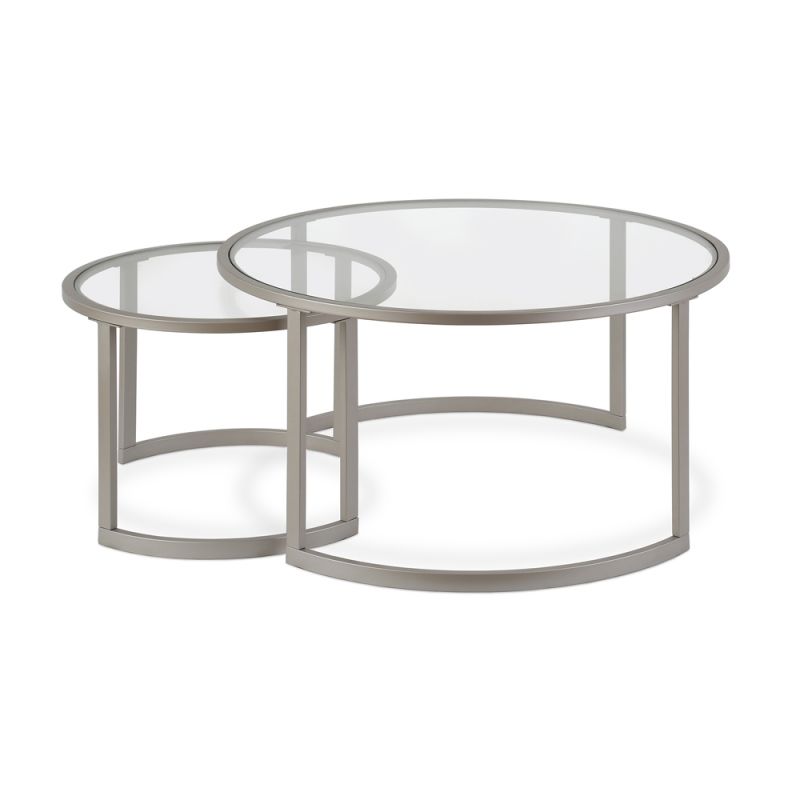 Hudson & Canal - Mitera Round Nested Coffee Table in Satin Nickel - CT0154