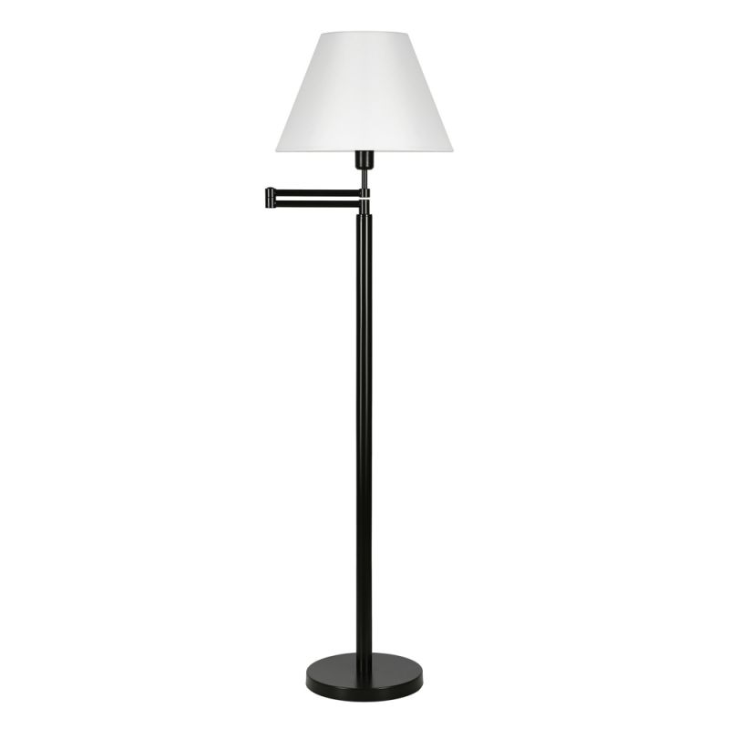 Hudson & Canal - Moby Swing Arm Floor Lamp with Fabric Empire Shade in Blackened Bronze/White - FL0347