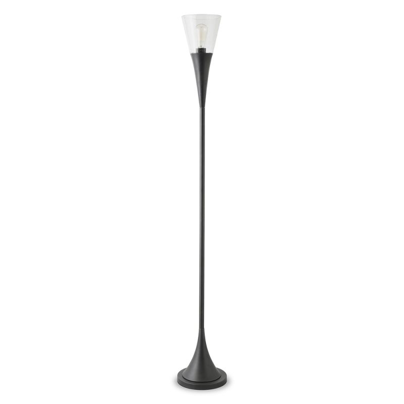Hudson & Canal - Moura Torchiere Floor Lamp with Glass Shade in Blackened Bronze/Seeded - FL0145