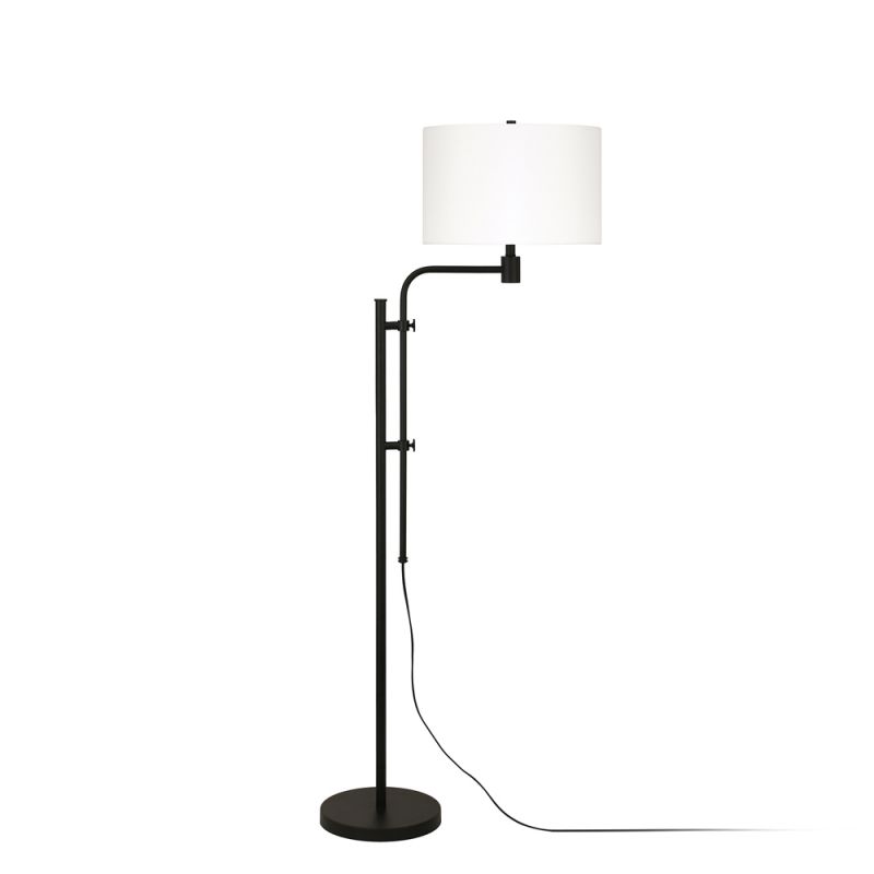 Hudson & Canal - Polly Height-Adjustable Floor Lamp with Fabric Shade in Blackened Bronze/White - FL0370
