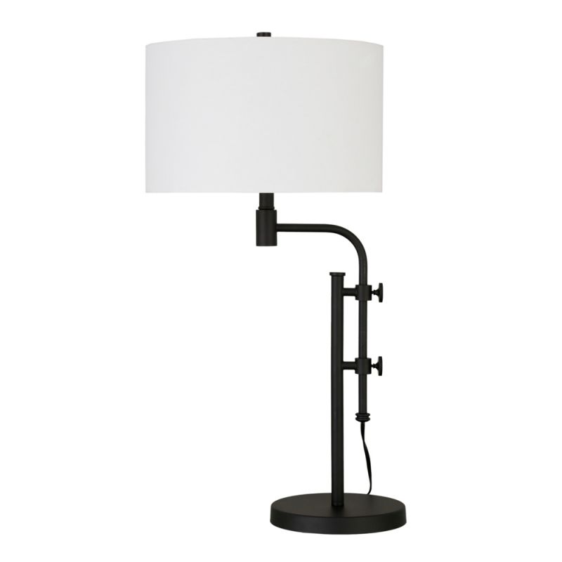 Hudson & Canal - Polly Height-Adjustable Table Lamp with Fabric Shade in Blackened Bronze/White - TL0463