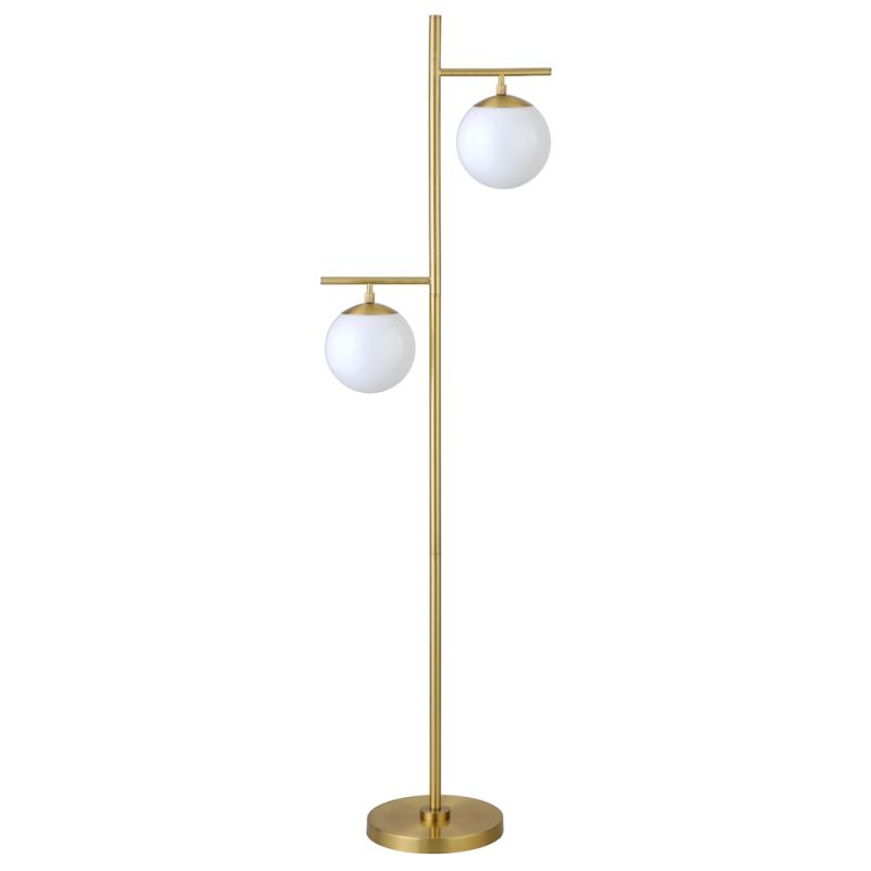 Hudson & Canal - Pyrus 2-Light Floor Lamp with Glass Shades in Brass/White Milk - FL1583