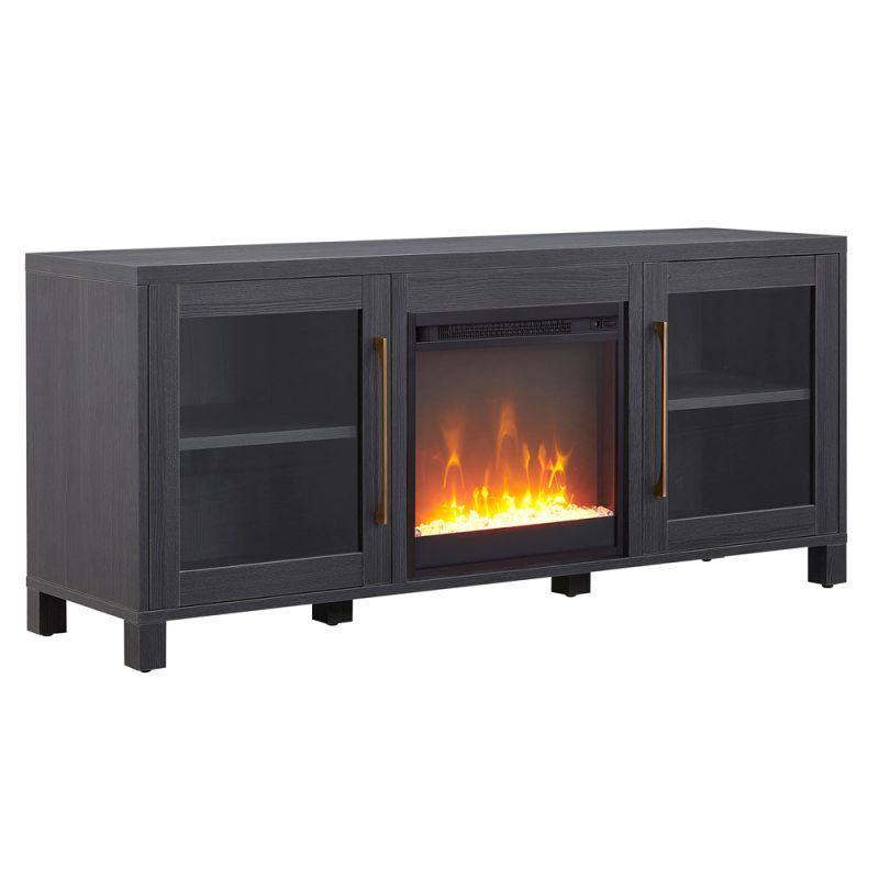 Hudson & Canal - Quincy Rectangular TV Stand with Crystal Fireplace for TV's up to 65