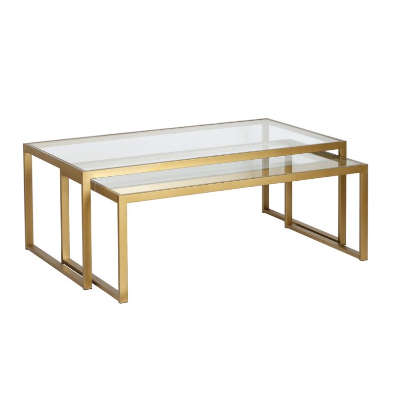 Hudson & Canal - Rocco Rectangular Nested Coffee Table in Brass - CT0238
