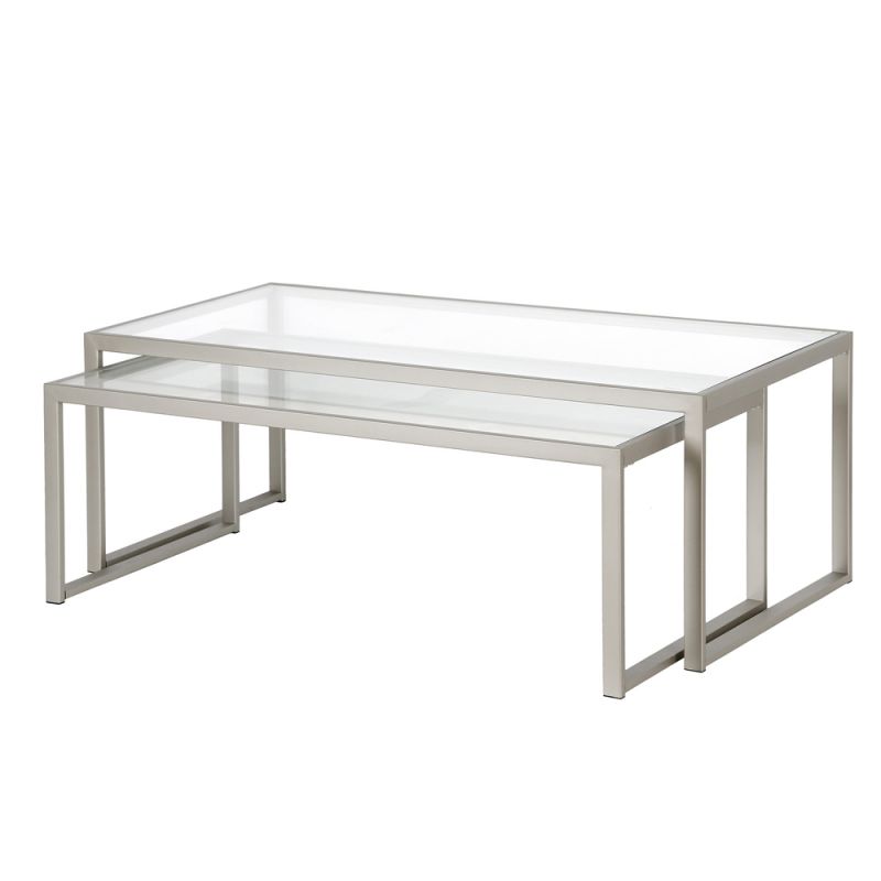 Hudson & Canal - Rocco Rectangular Nested Coffee Table in Satin Nickel - CT0516