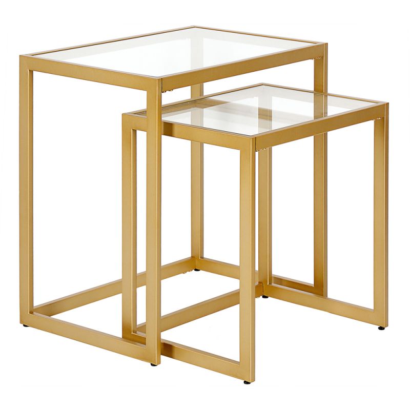 Hudson & Canal - Rocco Rectangular Nested Side Table in Brass - ST0555