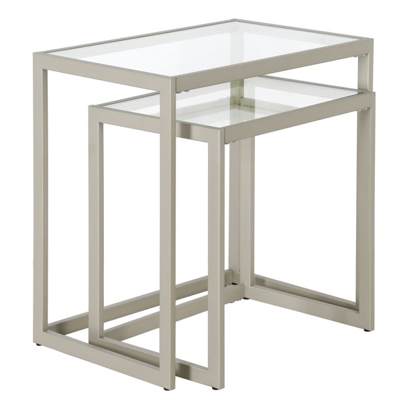 Hudson & Canal - Rocco Rectangular Nested Side Table in Satin Nickel - ST1094