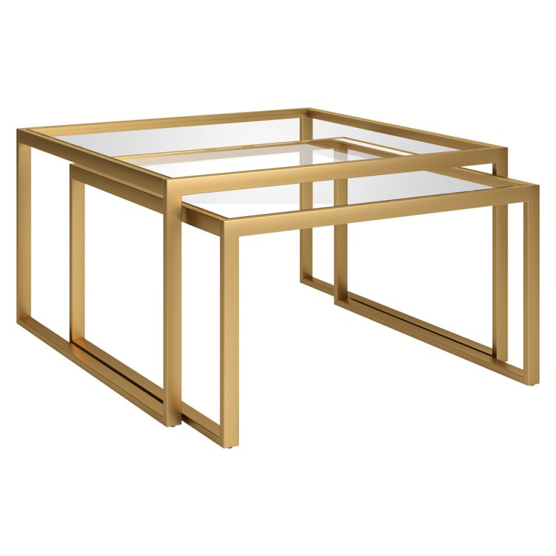 Hudson & Canal - Rocco Square Nested Coffee Table in Brass - CT1847