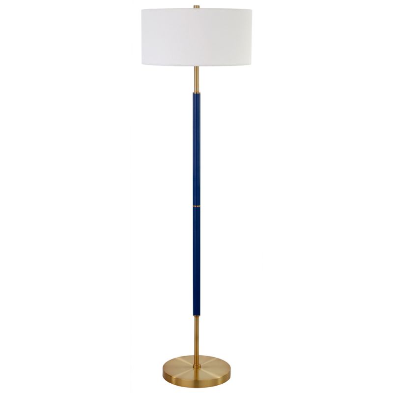 Hudson & Canal - Simone 2-Light Floor Lamp with Fabric Shade in Blue/Brass/White - FL0530