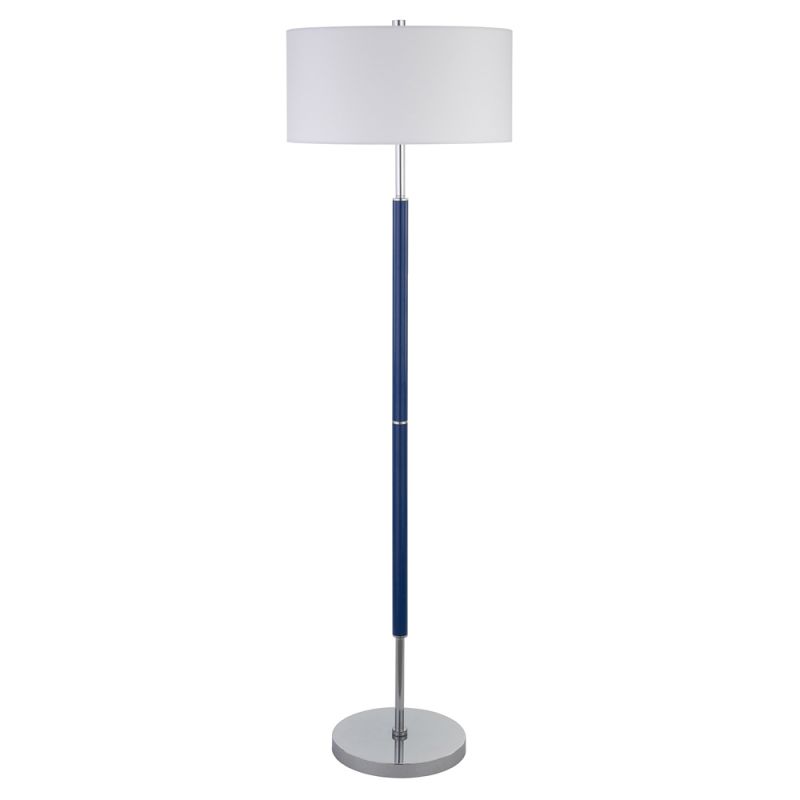 Hudson & Canal - Simone 2-Light Floor Lamp with Fabric Shade in Blue/Polished Nickel/White - FL1234