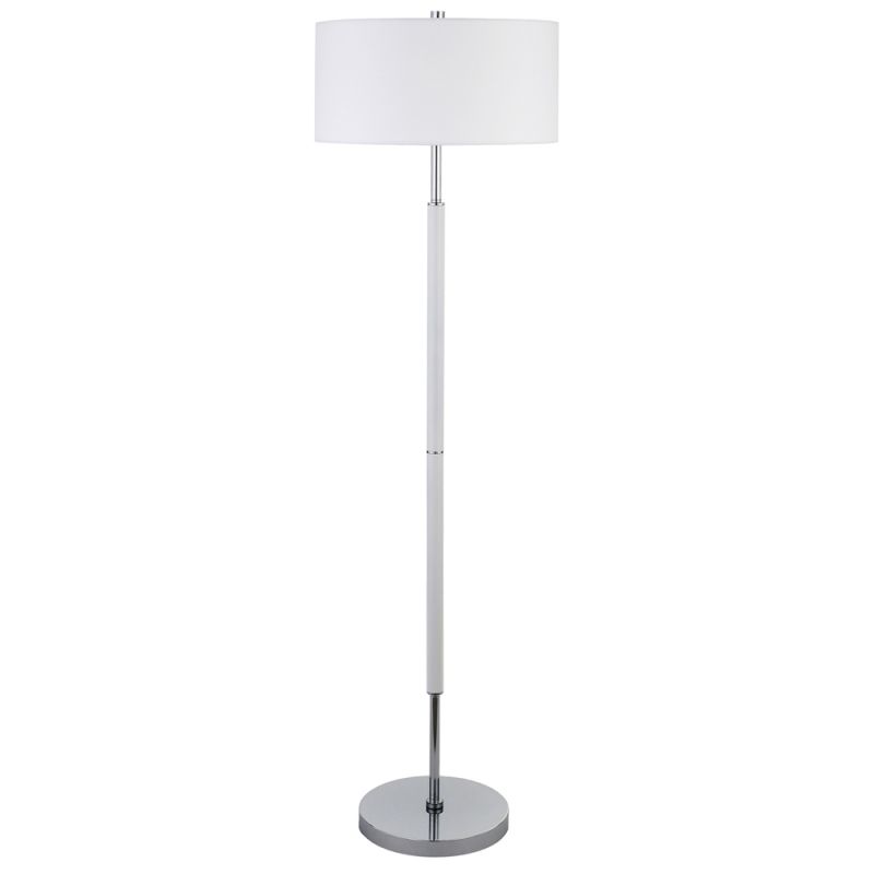 Hudson & Canal - Simone 2-Light Floor Lamp with Fabric Shade in Matte White/Polished Nickel/White - FL0526