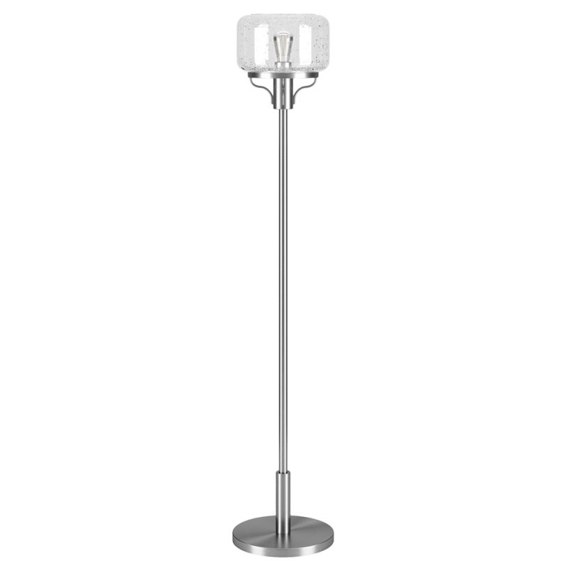 Hudson & Canal - Tatum Globe & Stem Floor Lamp with Glass Shade in Brushed Nickel/Seeded - FL1607