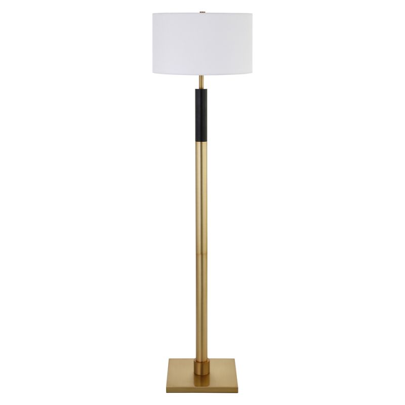 Hudson & Canal - Teagan Two-Tone Floor Lamp with Fabric Shade in Brass/Black/White - FL0729