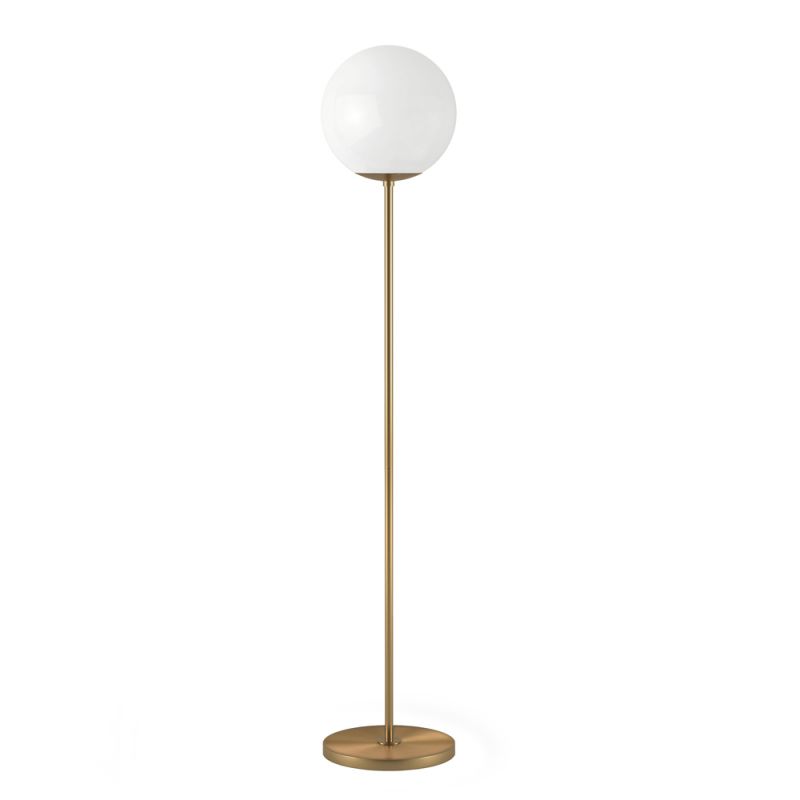 Hudson & Canal - Theia Globe & Stem Floor Lamp with Plastic Shade in Brass/White - FL0069