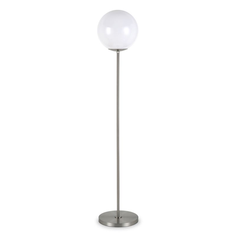 Hudson & Canal - Theia Globe & Stem Floor Lamp with Plastic Shade in Brushed Nickel/White - FL0152
