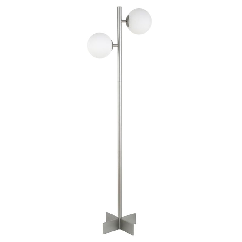 Hudson & Canal - Twee 2-Light Floor Lamp with Glass Shade in Nickel/White Milk - FL0119