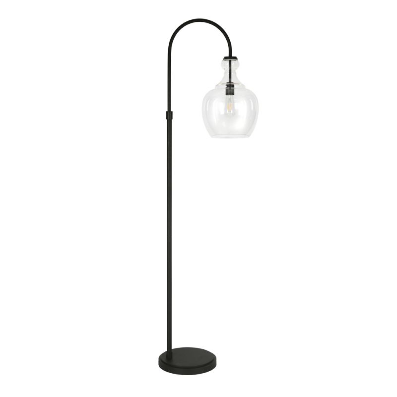Hudson & Canal - Verona Arc Floor Lamp with Glass Shade in Blackened Bronze/Clear - FL0269