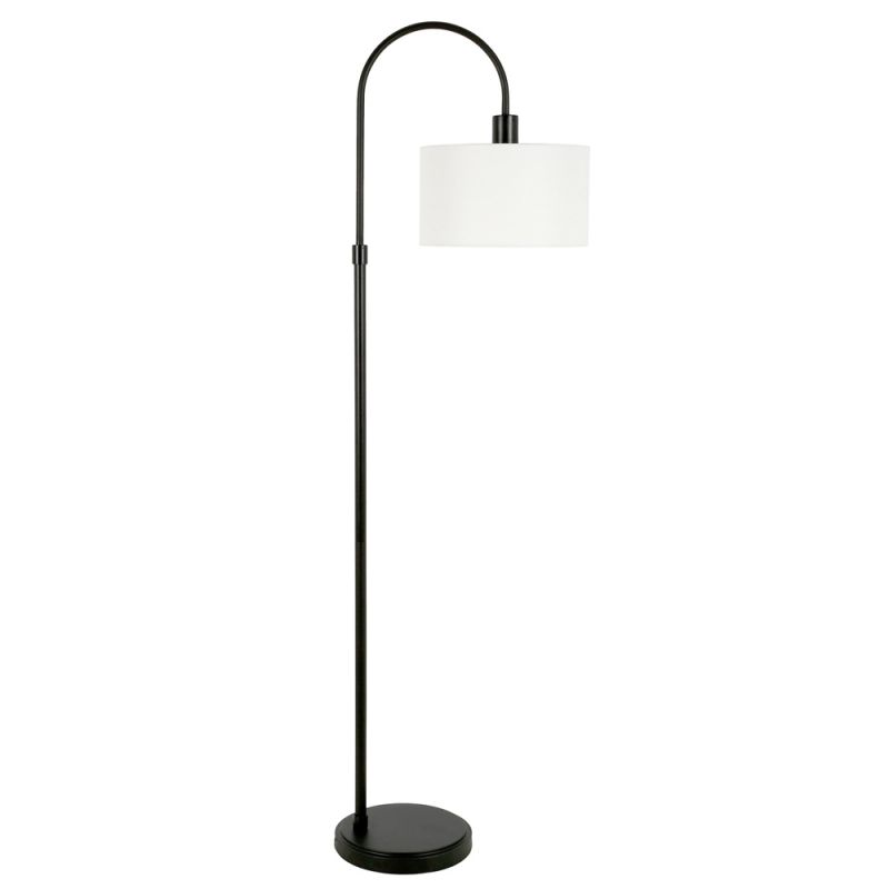 Hudson & Canal - Veronica Arc Floor Lamp with Fabric Shade in Blackened Bronze/White - FL0723