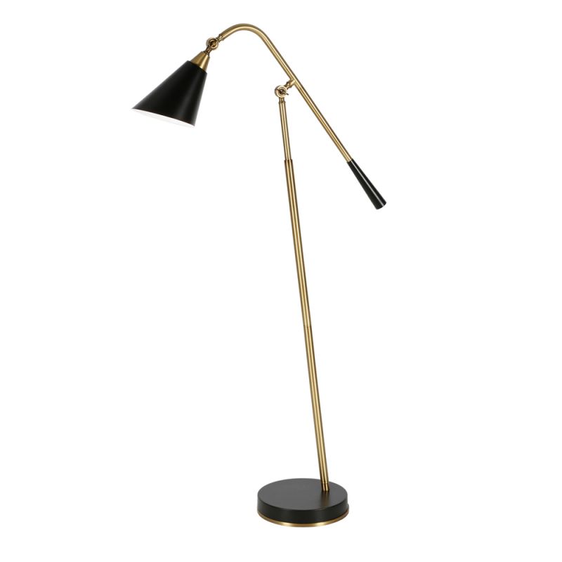 Hudson & Canal - Vidal Two-Tone/Tilting Floor Lamp with Metal Shade in Brass/Matte Black/Matte Black - FL0420