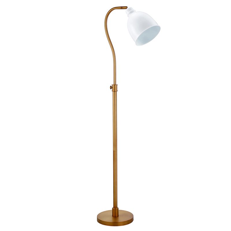 Hudson & Canal - Vincent Adjustable/Arc Floor Lamp with Metal Shade in Brass/Matte White/Matte White - FL0693