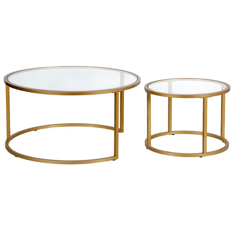 Hudson & Canal - Watson Round Nested Coffee Table in Brass - CT0587