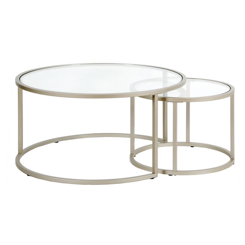 Hudson & Canal - Watson Round Nested Coffee Table in Satin Nickel - CT0588