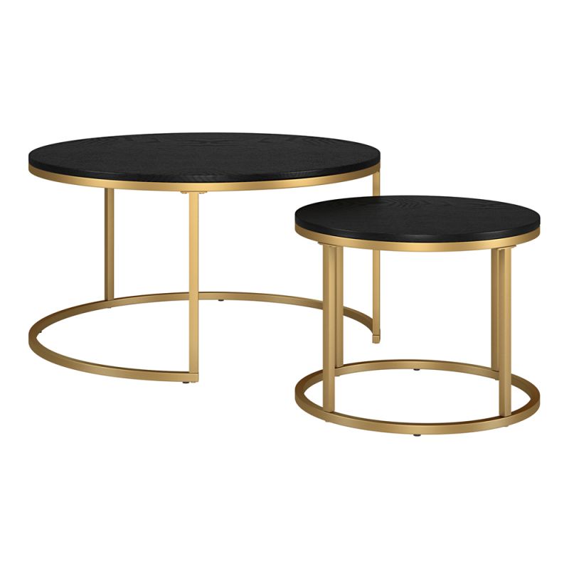 Hudson & Canal - Watson Round Nested Coffee Table with MDF Top in Gold/Black Grain - CT1826