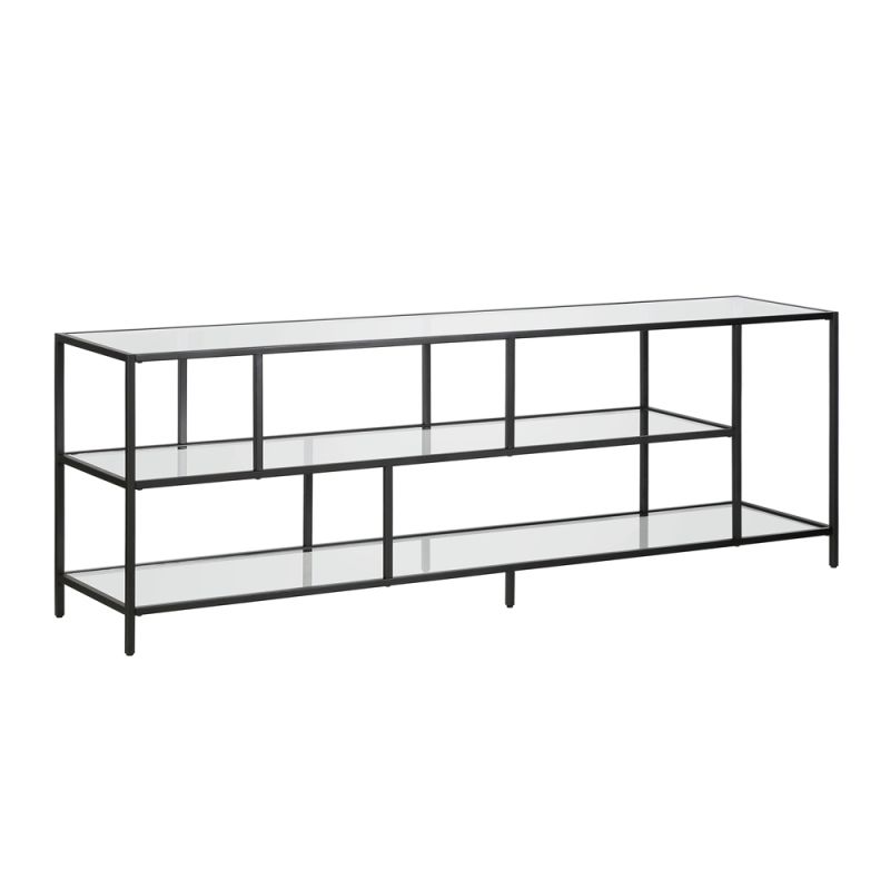 Hudson & Canal - Winthrop Rectangular TV Stand with Glass Shelves for TV's up to 75