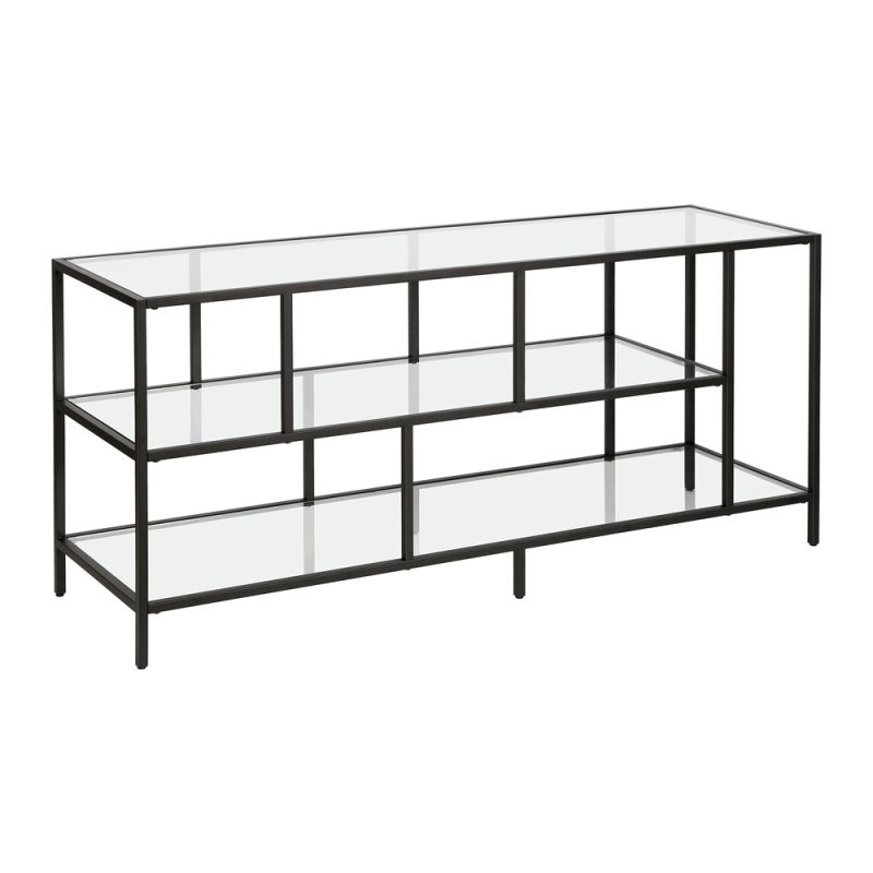 Hudson & Canal - Winthrop Rectangular TV Stand with Glass Shelves for TV's up to 60