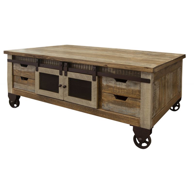 IFD - Antique Multicolor 8 Drawers, 4 Doors Cocktail Table - IFD9661CKT
