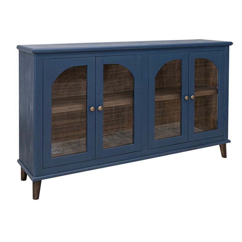 IFD - Genova - 4 Glass Door Blue Console - IFD3791CNSBL