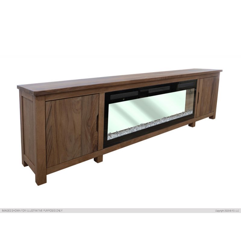 IFD - Natural Parota - 2 Door TV Stand & Electric Fireplace 50