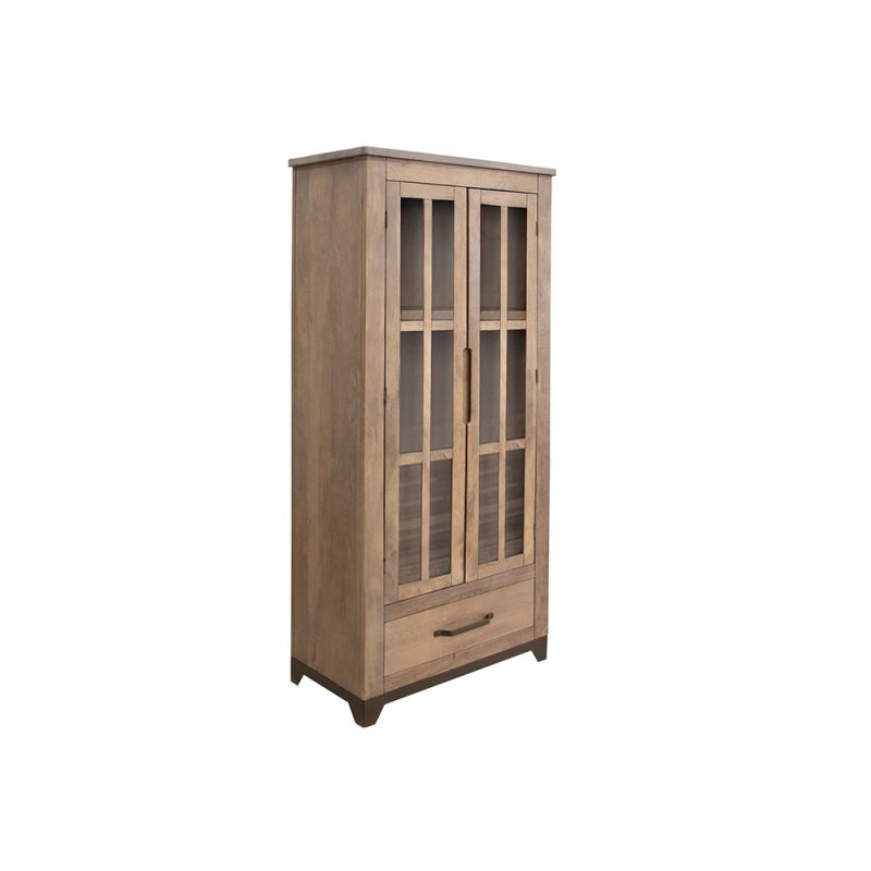 IFD - Natural Parota - 2 Glass Door 1 Drawer, Cabinet - IFD8681CAB