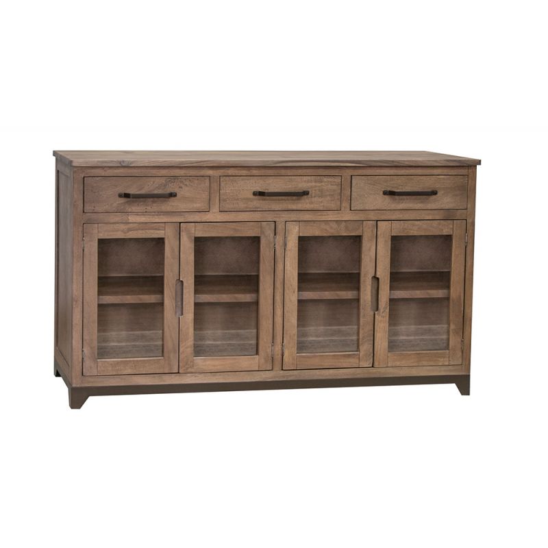 IFD - Natural Parota - 3 Drawer 4 Glass Doors Console - IFD8681CNS