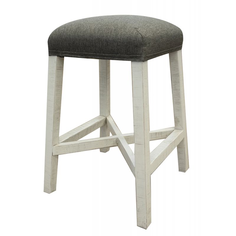 IFD - Stone 24” Stool w/Fabric Seat & Ivory Finish - IFD4691STL24