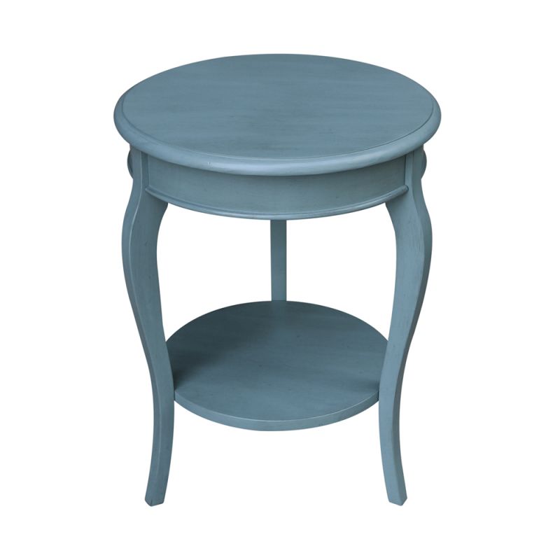 International Concepts - Cambria Round End Table in Ocean Blue - Antique Rubbed Finish - OT32-18R-18