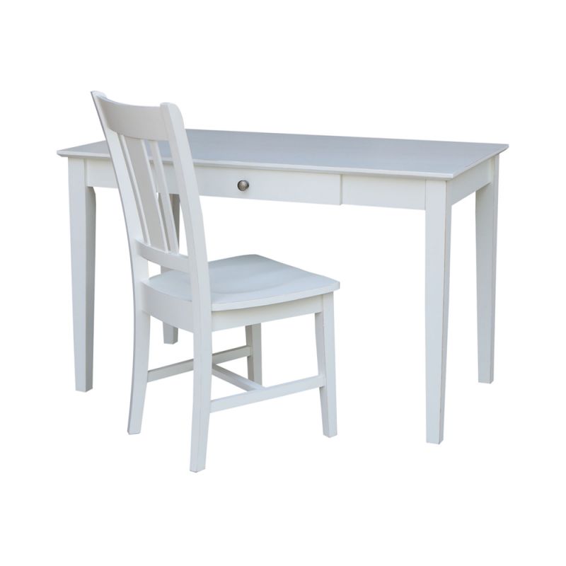 International Concepts - Desk with Drawer - Basic Size and Chair in Beach White - Hand Rubbed Finish in Beach White - Hand Rubbed Finish - K07-OF-41-C10