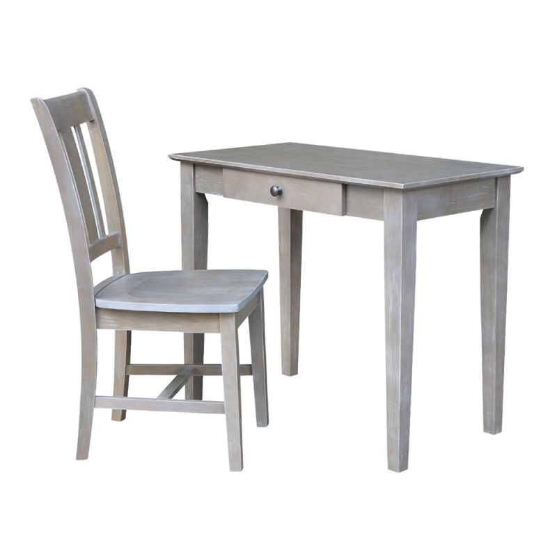 International Concepts - Desk with Drawer - Small Size and Chair in Washed Gray Taupe Finish in Washed Gray Taupe Finish - K09-OF-49-C10