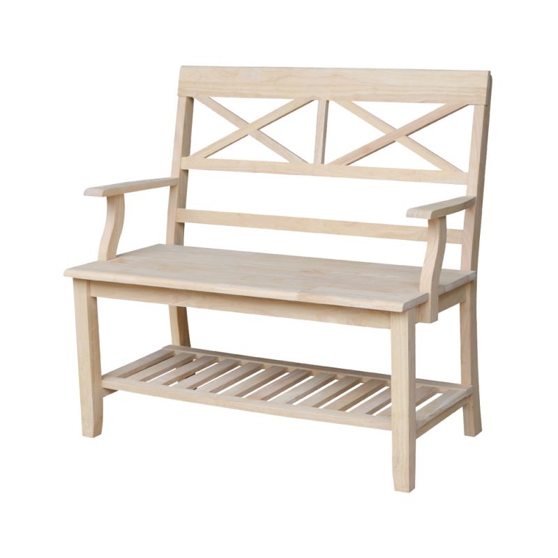 International Concepts - Double X-Back Bench with Arms and Shelf - BE-1