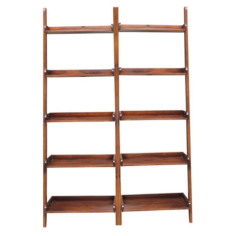 International Concepts (Set of 2 Pcs) - Lean To Shelf Units, with 5 Shelves in Espresso Finish - K-SH581-2660-2