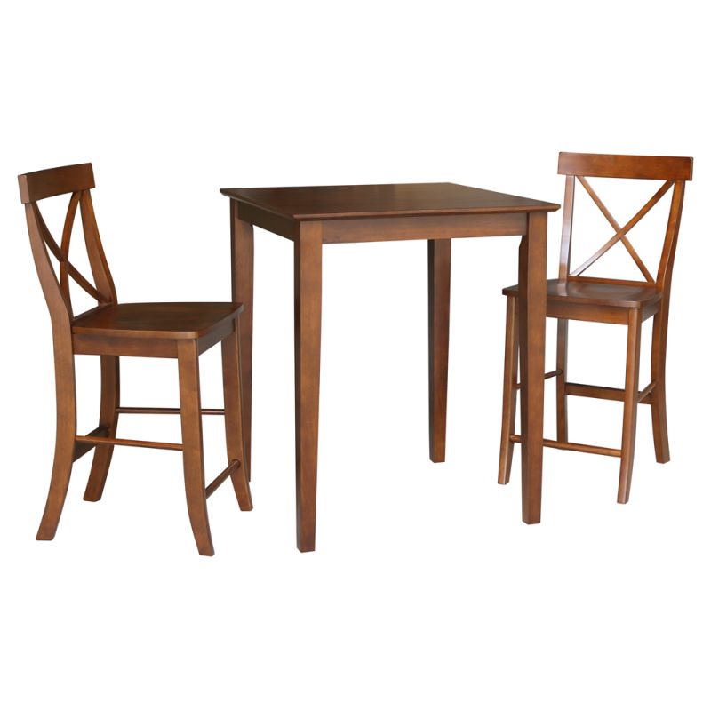 International Concepts (Set of 3 Pcs) - 30X30 Counter Height Dining Table with 2 RTA Counter Height Stools, 24